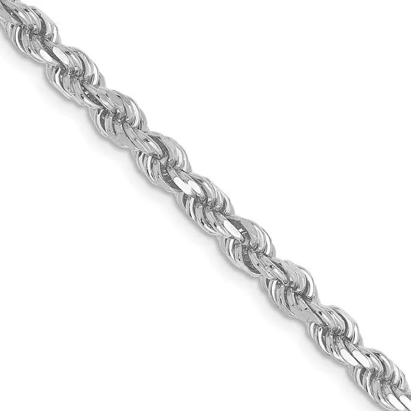 Leslie's 10k White Gold 3.5mm Diamond-Cut Rope Chain Fairfield Center Jewelers Fairfield, CT