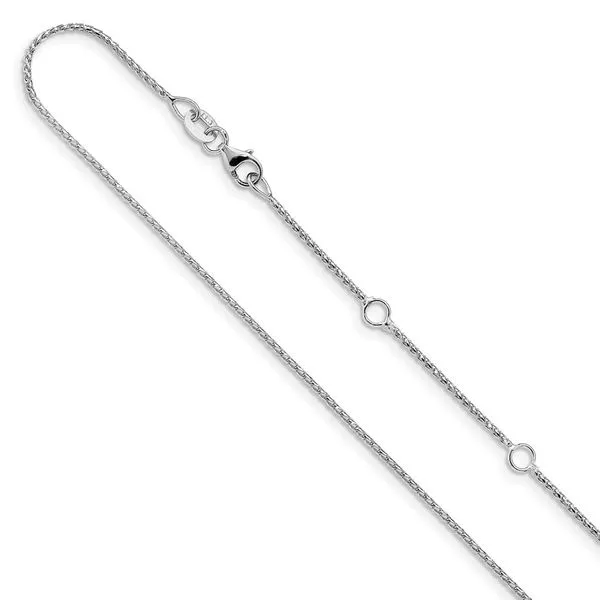 Leslie's 10k White Gold 1mm D/C Open Franco 1in+1in Adjustable Chain Jerald Jewelers Latrobe, PA