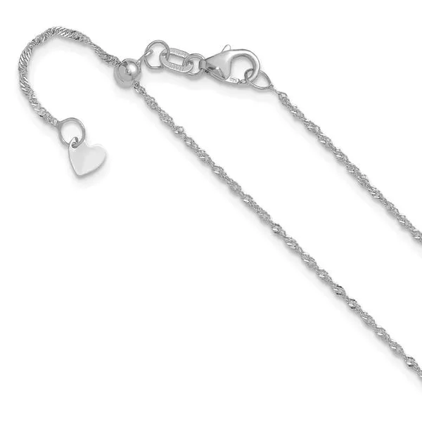 Leslie's 10K White Gold Adjustable 1.1mm Singapore Chain Valentine's Fine Jewelry Dallas, PA
