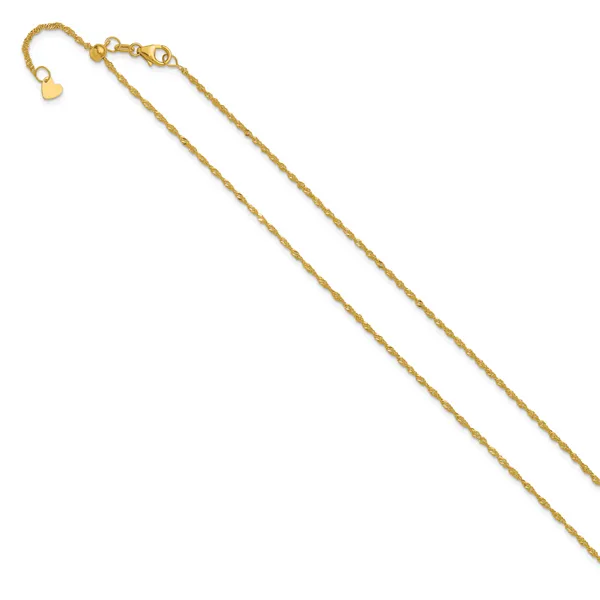 Leslie's 10K Adjustable 1.3mm Singapore Chain Image 2 Mitchell's Jewelry Norman, OK