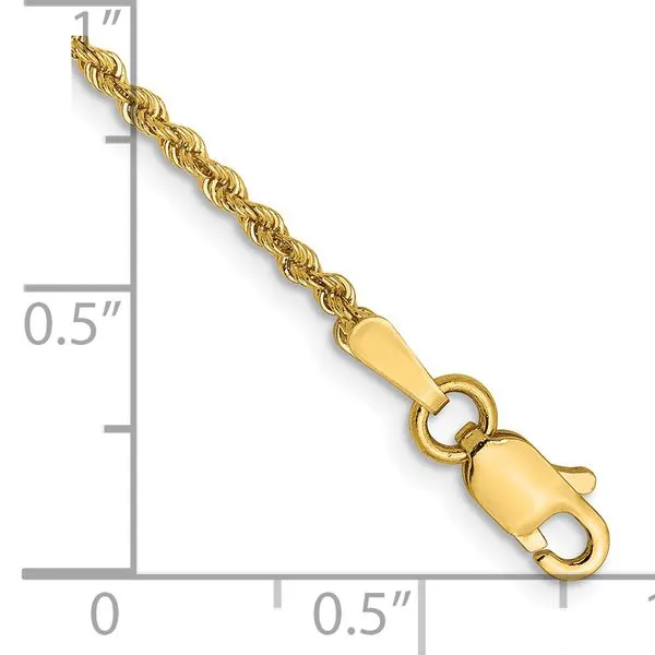 Leslie's 14K 1.6mm Solid Regular Rope Chain Anklet Image 2 Johnson Jewellers Lindsay, ON
