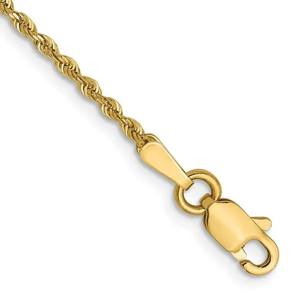 Leslie's 14K 1.3mm Diamond-Cut Rope Chain Anklet Peran & Scannell Jewelers Houston, TX