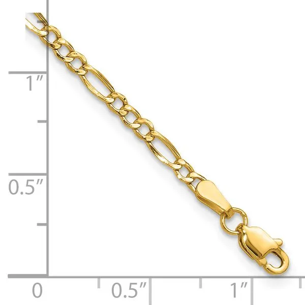 Leslie's 14k 2.5mm Semi-Solid Figaro Chain Image 3 Diny's Jewelers Middleton, WI
