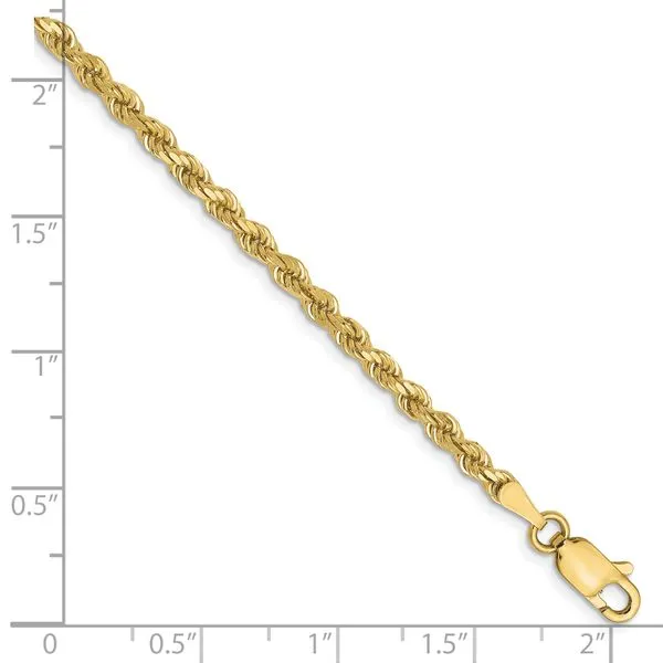 Leslie's 10K 2.75mm Diamond-Cut Rope Chain Anklet Image 2 Spencer's Jewelers Athens, GA