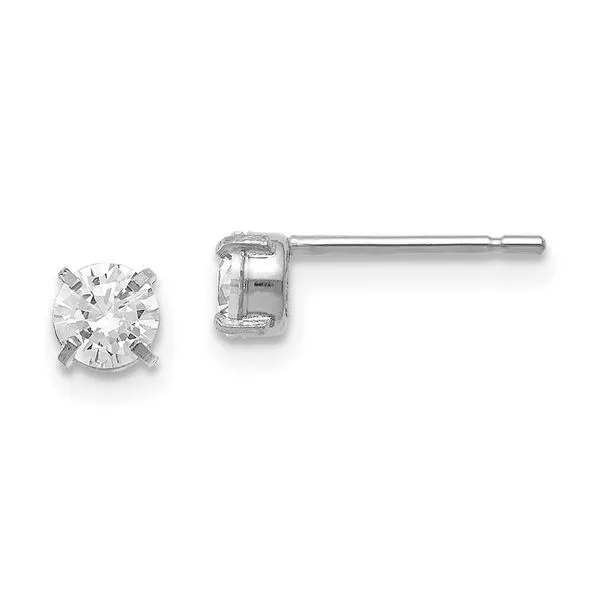 14K White Gold 4mm Cubic Zirconia Stud Earrings Diamond Design Jewelers Somerset, KY