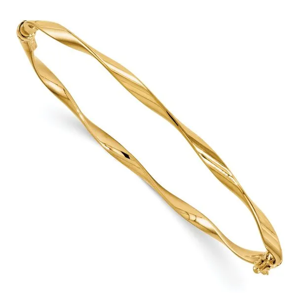 Leslie's 14K Polished Twisted Hinged Bangle Peran & Scannell Jewelers Houston, TX