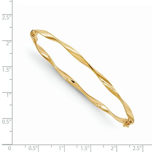 Leslie's 14K Polished Twisted Hinged Bangle Image 2 Peran & Scannell Jewelers Houston, TX
