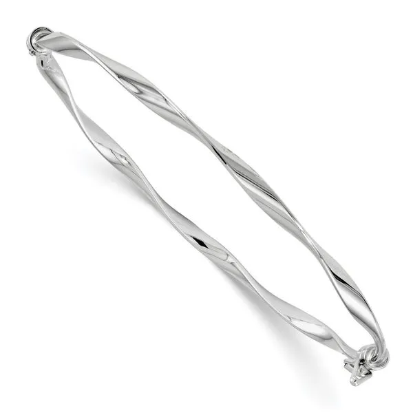 Leslie's 14K White Gold Polished Twisted Hinged Bangle Peran & Scannell Jewelers Houston, TX