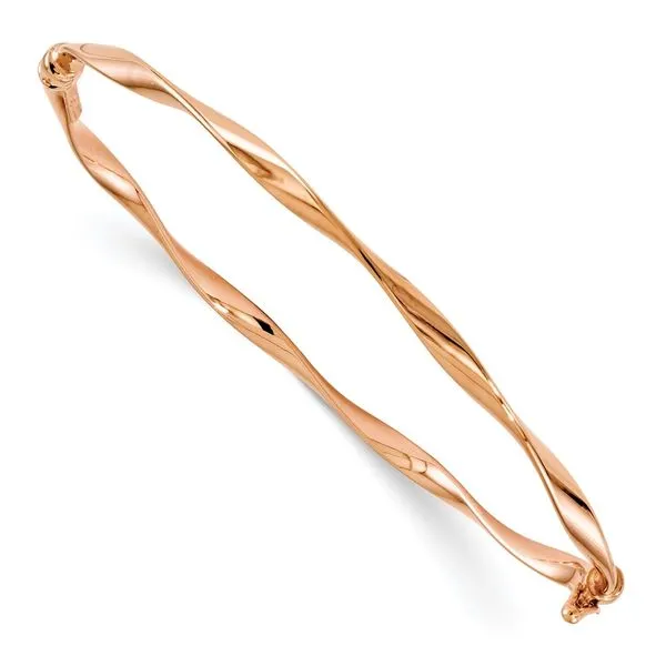 Leslie's 14K Rose Gold Polished Twisted Hinged Bangle Peran & Scannell Jewelers Houston, TX