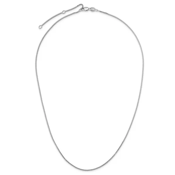 Leslie's SS Rh-plated .95mm Box 1in+1in Adjustable Chain Image 2 Tidwells of Greenwood Greenwood, SC