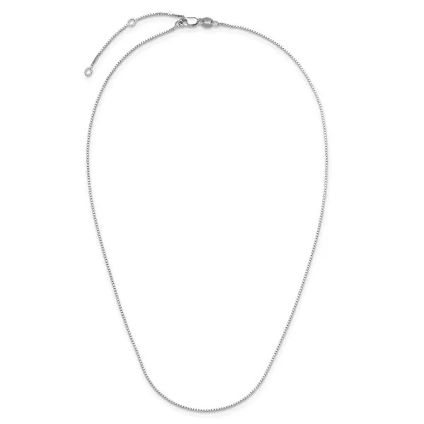 Leslie's SS Rh-plated .85mm Box 1in+1in Adjustable Chain Image 4 Arlene's Fine Jewelry Vidalia, GA