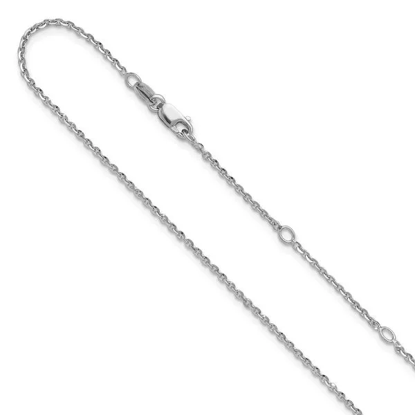 Leslie's SS Rh-plate Polish/Dia-cut 1.45mm Cable 1in+1in Adjustable Chain Valentine's Fine Jewelry Dallas, PA