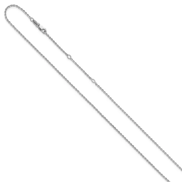 Leslie's SS Rh-plate Polish/Dia-cut 1.45mm Cable 1in+1in Adjustable Chain Image 2 Valentine's Fine Jewelry Dallas, PA