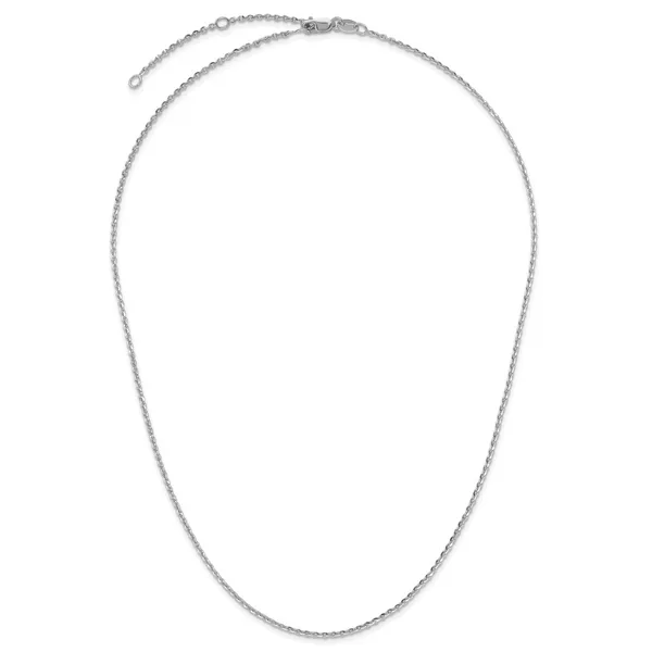 Leslie's SS Rh-plate Polish/Dia-cut 1.45mm Cable 1in+1in Adjustable Chain Image 3 Valentine's Fine Jewelry Dallas, PA