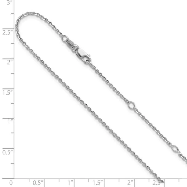 Leslie's SS Rh-plate Polish/Dia-cut 1.45mm Cable 1in+1in Adjustable Chain Image 4 Valentine's Fine Jewelry Dallas, PA
