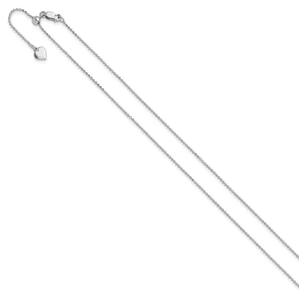 Leslie's Sterling Silver Rh-plated Polished/Diamond-cut Adjustable Chain Image 2 Gaines Jewelry FLINT, MI