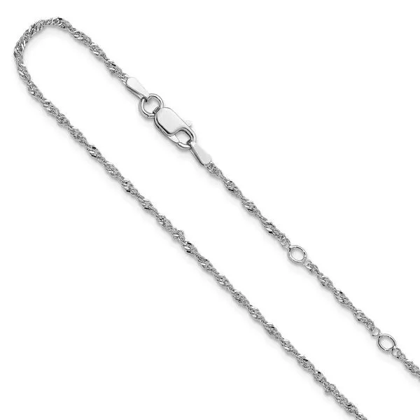 Leslie's Sterling Silver Rh-plated 1.6mm Singapore 1in+1in Adjustable Chain Spath Jewelers Bartow, FL