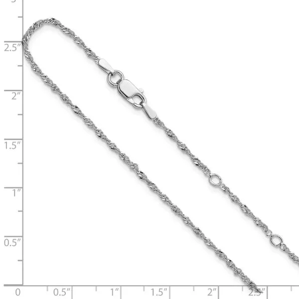 Leslie's Sterling Silver Rh-plated 1.6mm Singapore 1in+1in Adjustable Chain Image 4 Spath Jewelers Bartow, FL