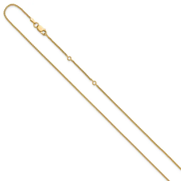 Leslie's Sterling Silver Gold-plated 1.3mm Spiga 1in+1in Adjustable Chain Image 2 Albert's Jewelers Kingsland, GA