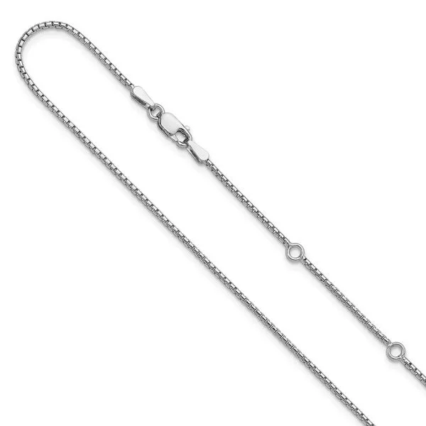 Leslie's Sterling Silver Rh-plated 1.2mm Round Box 1in+1in Adj. Chain Gaines Jewelry FLINT, MI