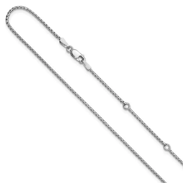 Leslie's Sterling Silver Rh-plated 1.3mm Round Box 1in+1in Adj. Chain Johnson Jewellers Lindsay, ON