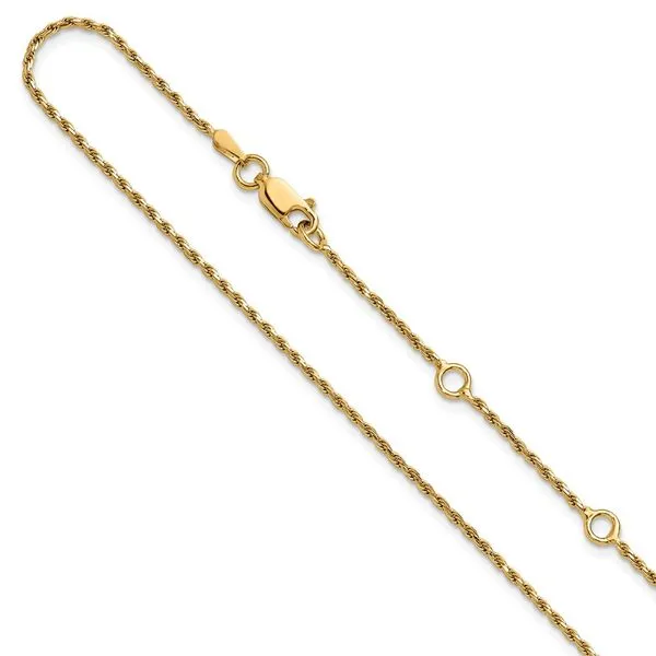 Leslie's Sterling Silver Gold-plated 1.4mm D/C Rope 1in+1in Adjustable Chai J. Anthony Jewelers Neenah, WI