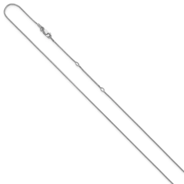 Leslie's SS Rh-plat 1mm Round Snake 1in+1in Adjustable Chain Image 2 Grayson & Co. Jewelers Iron Mountain, MI