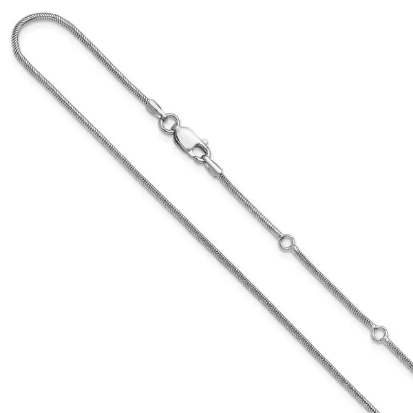 Leslie's SS Rh-plat 1.4mm Round Snake 1in+1in Adjustable Chain Boyd Jewelers Wesley Chapel, FL