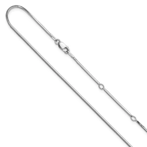 Leslie's Sterling Silver 1.2mm D/C Square Snake 1in+1in Adjustable Chain Diny's Jewelers Middleton, WI