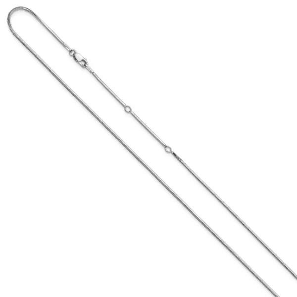 Leslie's Sterling Silver 1.2mm D/C Square Snake 1in+1in Adjustable Chain Image 2 Diny's Jewelers Middleton, WI