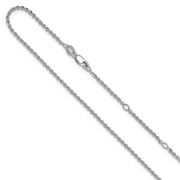 Leslie's SS Rh-plate Polish/Dia-cut 1.8mm Cable 1in+1in Adjustable Chain Jerald Jewelers Latrobe, PA