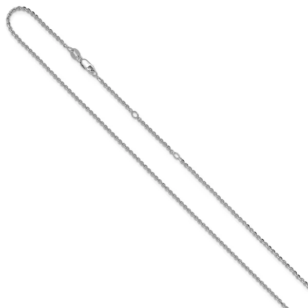 Leslie's SS Rh-plate Polish/Dia-cut 1.8mm Cable 1in+1in Adjustable Chain Image 2 Gaines Jewelry FLINT, MI