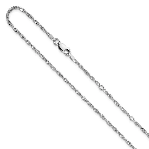 Leslie's Sterling Silver Rh-plated 2mm Singapore 1in+1in Adjustable Chain Valentine's Fine Jewelry Dallas, PA