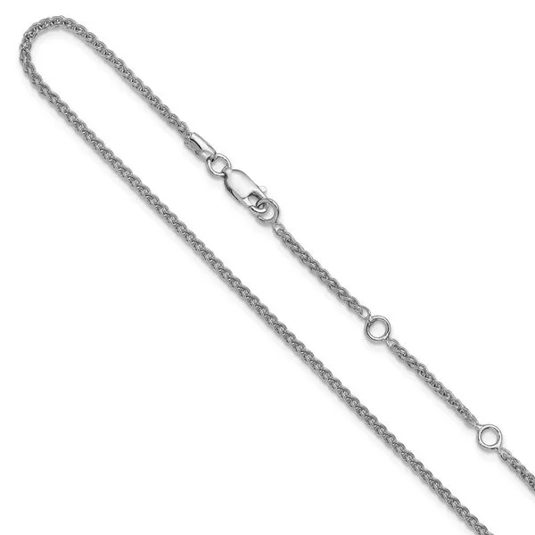 Leslie's Sterling Silver Rh-plated 1.9mm Spiga 1in+1in Adjustable Chain J. Anthony Jewelers Neenah, WI