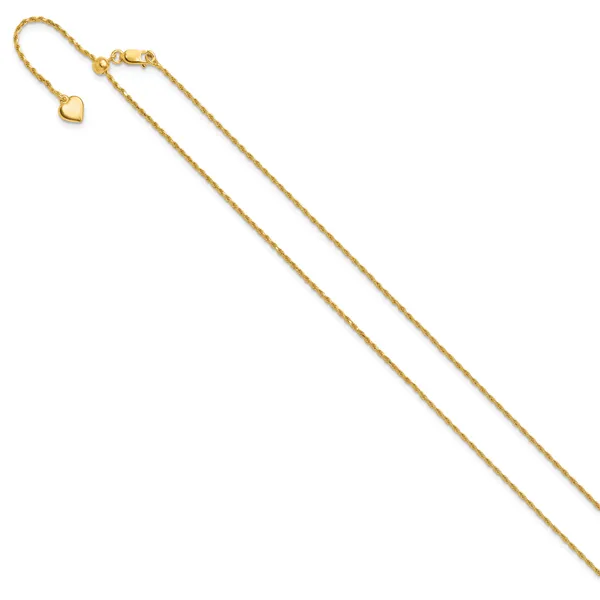 Leslie's Sterling Silver Gold-plated Adjustable 1.2mm D/C Rope Chain Image 2 Spencer's Jewelers Athens, GA