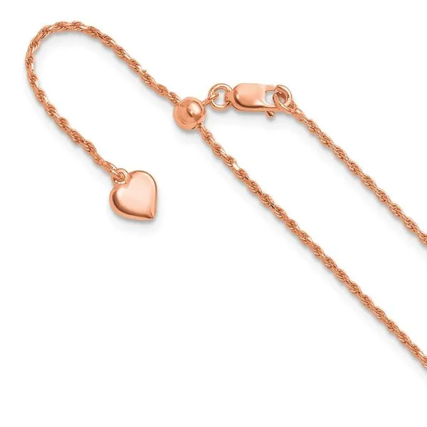 Leslie's Sterling Silver Rose Gold-plated Adjustable 1.2mm D/C Rope Chain Diamond Design Jewelers Somerset, KY