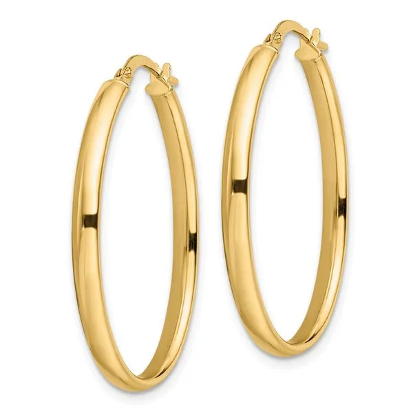 Leslie's 14K Polished Oval Hoop Earrings Image 2 Mitchell's Jewelry Norman, OK