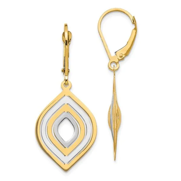 Leslie's 14K with Rhodium Polished Leverback Earrings Spencer's Jewelers Athens, GA