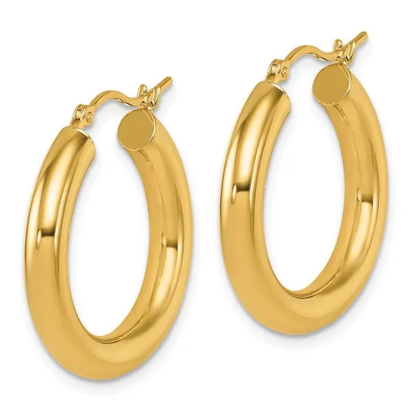 Leslie's 14K Polished Lightweight Hoop Earrings Image 2 Peran & Scannell Jewelers Houston, TX