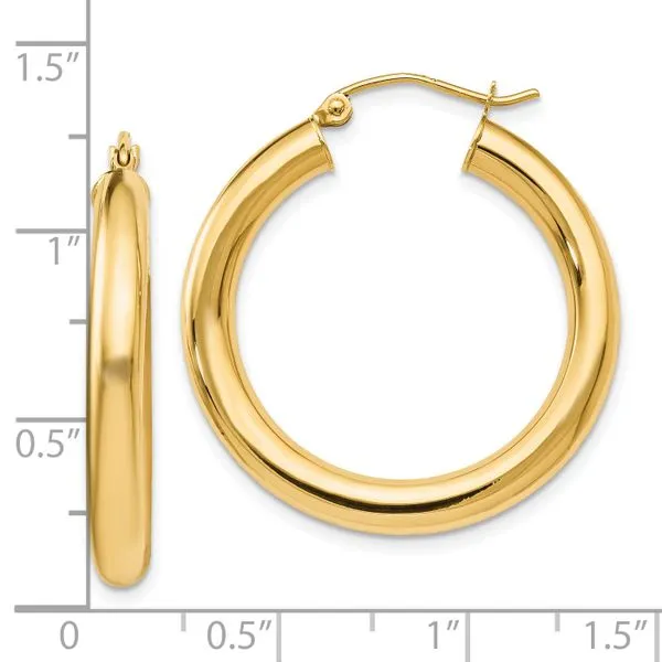 Leslie's 14K Polished Lightweight Hoop Earrings Image 4 Spencer's Jewelers Athens, GA