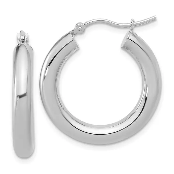 Leslie's 14K White Gold Polished Lightweight Hoop Earrings Peran & Scannell Jewelers Houston, TX