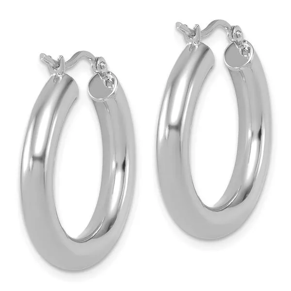 Leslie's 14K White Gold Polished Lightweight Hoop Earrings Image 4 Peran & Scannell Jewelers Houston, TX