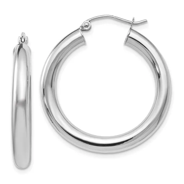 Leslie's 14K White Gold Polished Lightweight Hoop Earrings Peran & Scannell Jewelers Houston, TX