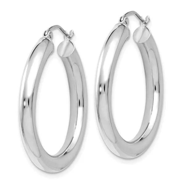 Leslie's 14K White Gold Polished Lightweight Hoop Earrings Image 2 Peran & Scannell Jewelers Houston, TX