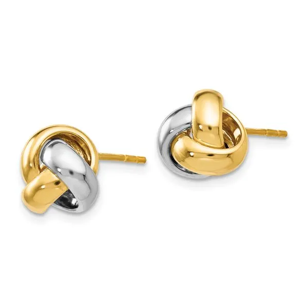 Leslie's 14K Two-tone Polished Love Knot Earrings Image 2 Mitchell's Jewelry Norman, OK