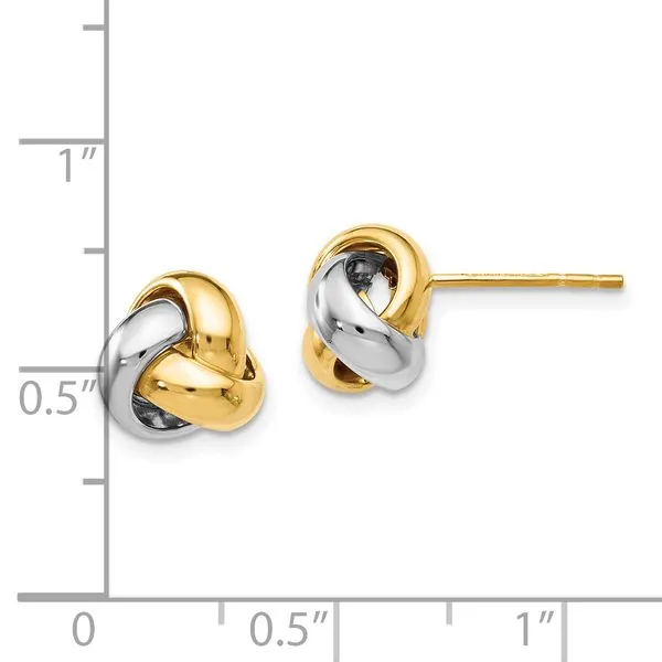 Leslie's 14K Two-tone Polished Love Knot Earrings Image 4 Mitchell's Jewelry Norman, OK