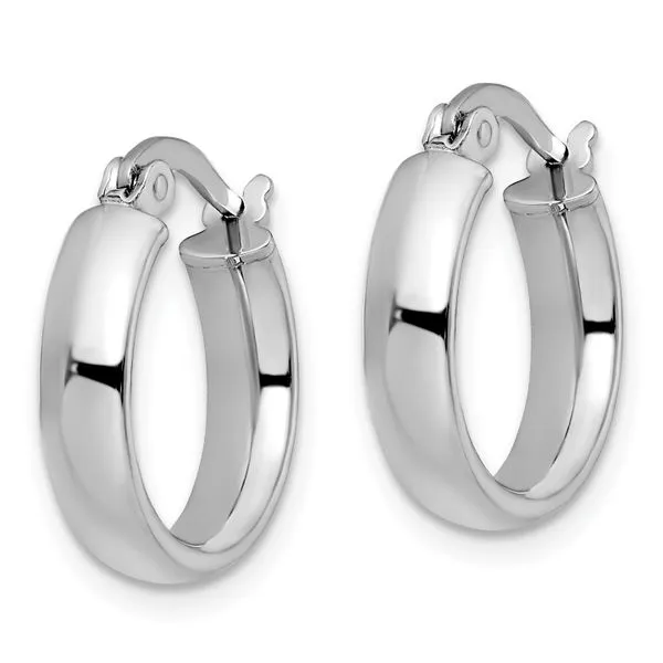 Leslie's 14K with White Rhodium Plating Polished Hoop Earrings Image 2 Peran & Scannell Jewelers Houston, TX
