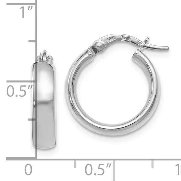 Leslie's 14K with White Rhodium Plating Polished Hoop Earrings Image 4 Peran & Scannell Jewelers Houston, TX
