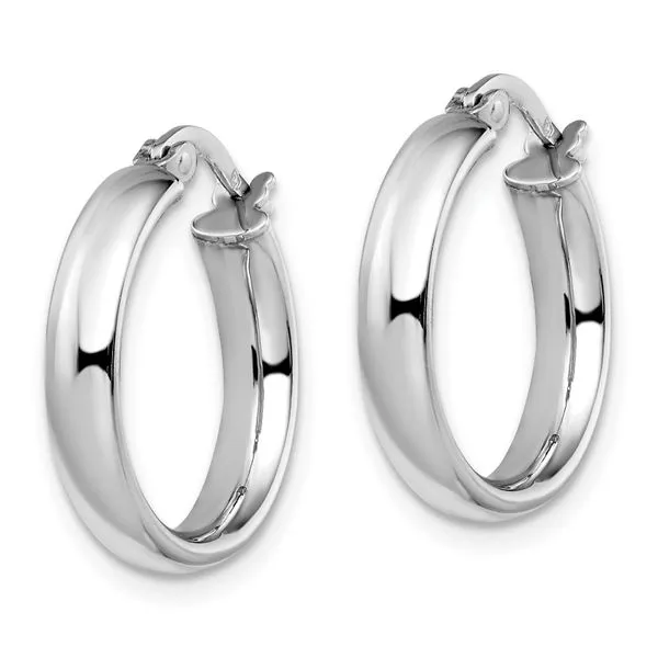 Leslie's 14K with White Rhodium Plating Polished Hoop Earrings Image 2 Peran & Scannell Jewelers Houston, TX