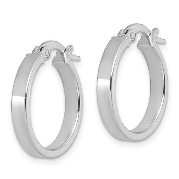 Leslie's 14K White Gold Polished Hoop Earrings Image 2 Spencer's Jewelers Athens, GA